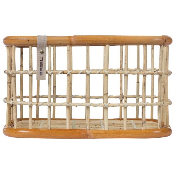 Load image into Gallery viewer, Basil Green Life - rotan fietsmand - large - voorop- natural bruin