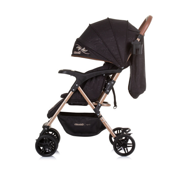 Load image into Gallery viewer, Chipolino april opvouwbare buggy met voetenhoes obsidian zwart