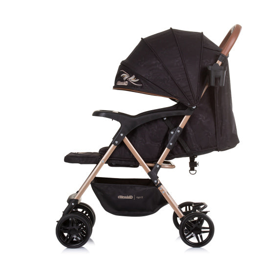 Load image into Gallery viewer, Chipolino april opvouwbare buggy met voetenhoes obsidian zwart