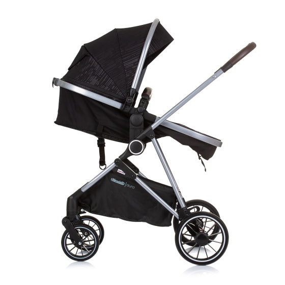 Load image into Gallery viewer, Chipolino aura opvouwbare 3-in-1 kinderwagen met luiertas obsidian zwart zilver