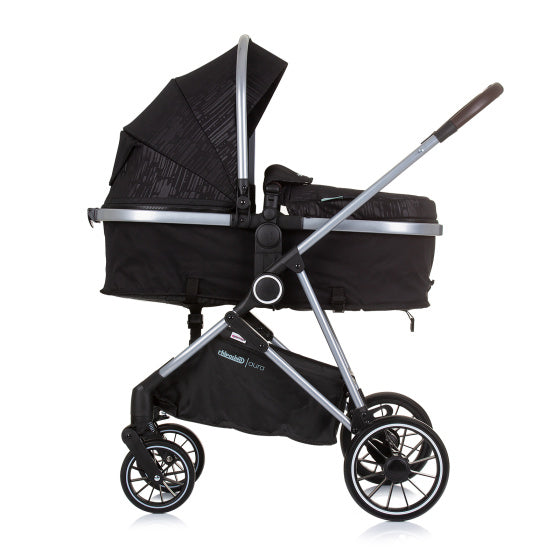 Load image into Gallery viewer, Chipolino aura opvouwbare 3-in-1 kinderwagen met luiertas obsidian zwart zilver