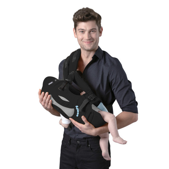 Load image into Gallery viewer, Chipolino comfy ergonomische draagzak met 4 babyposities zwart blauw