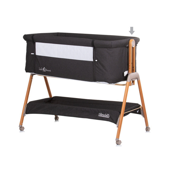 Load image into Gallery viewer, Chipolino sweet dreams co-sleeper met opklapbare zijkant graphite wood antraciet