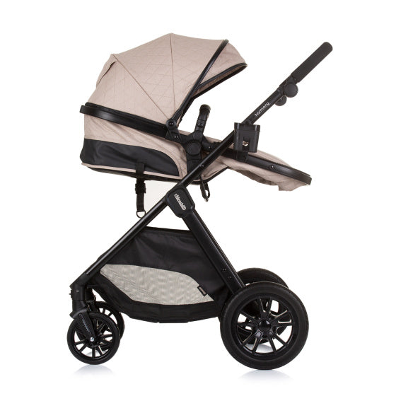 Load image into Gallery viewer, Chipolino Harmony Opvouwbare 3-in-1 Kinderwagen met Luiertas Macadamia Beige Zwart