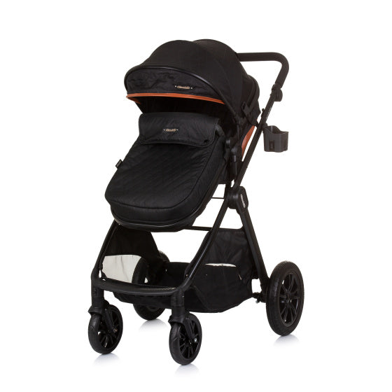 Load image into Gallery viewer, Chipolino harmony opvouwbare 3-in-1 kinderwagen met luiertas obsidian zwart