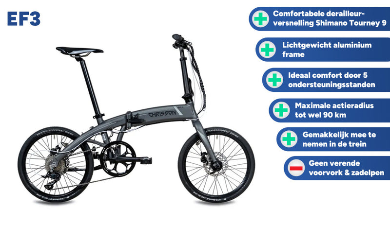 Load image into Gallery viewer, Chrisson ef3 20 inch 30 cm unisex 9v mechanische schijfrem grijs