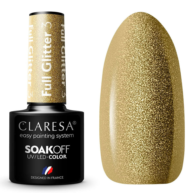 Load image into Gallery viewer, Claresa uv led gellak 5ml full glitter 3 gold