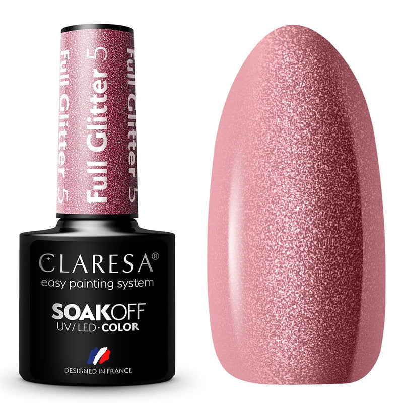 Load image into Gallery viewer, Claresa uv led gellak 5ml full glitter 5 warm pink