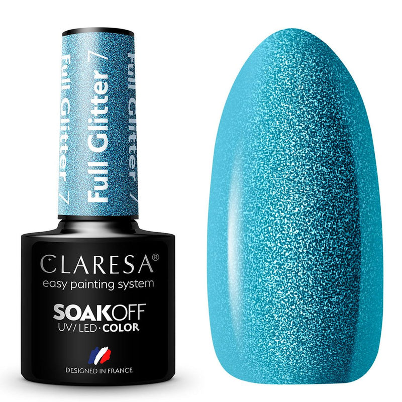 Afbeelding laden in galerijviewer, Claresa uv led gellak 5ml full glitter 7 blue