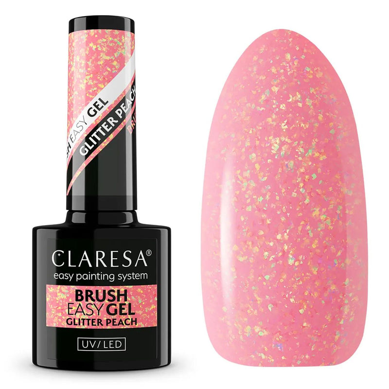 Load image into Gallery viewer, Claresa brush easy gel glitter peach 5ml