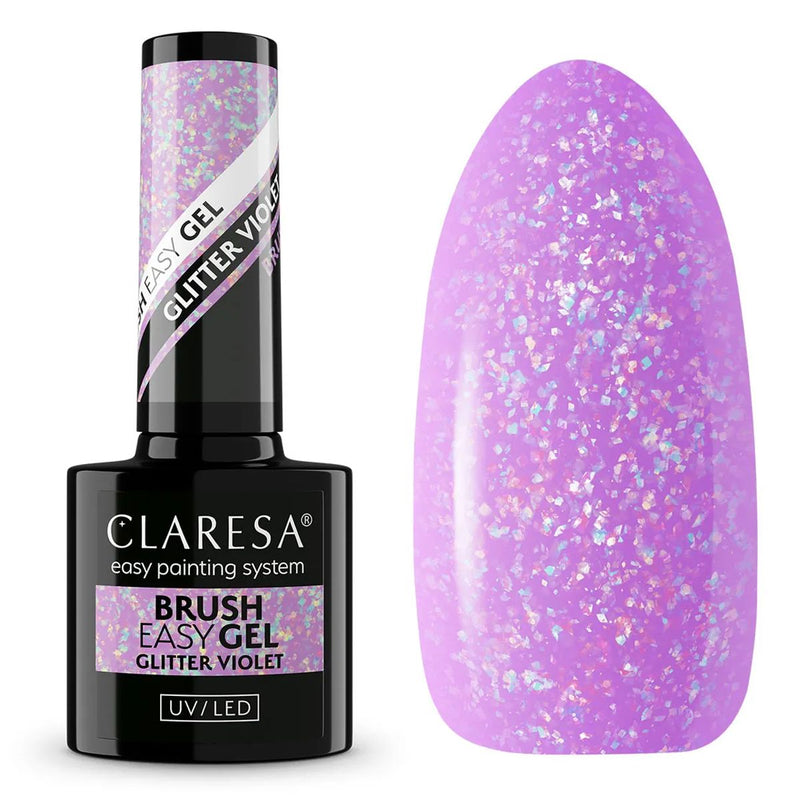Afbeelding laden in galerijviewer, Claresa brush easy gel glitter violet 5ml