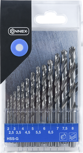 Afbeelding laden in galerijviewer, Connex set staalboren 2-8mm 13dlg blauw - cox972128