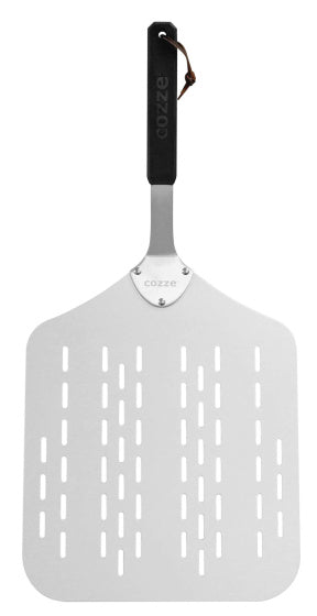 Load image into Gallery viewer, Cozze Pizzaschep met gaatjes Aluminium 60 cm zilver zwart