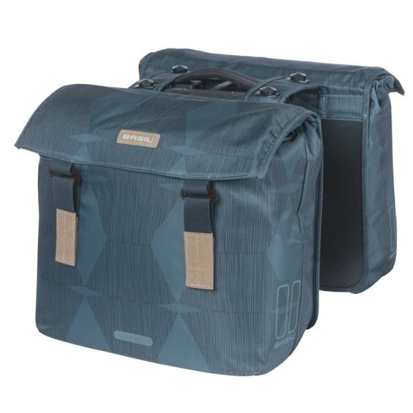 Load image into Gallery viewer, Basil dubbele fietstas elegance mik 40-49 liter - estate blauw