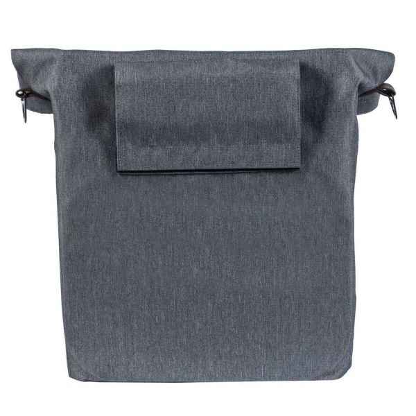 Load image into Gallery viewer, Basil City Shopper - fietsshopper, grijs melee, 14-16L, vegan leder, waterkerende vouwsluiting, reflectie