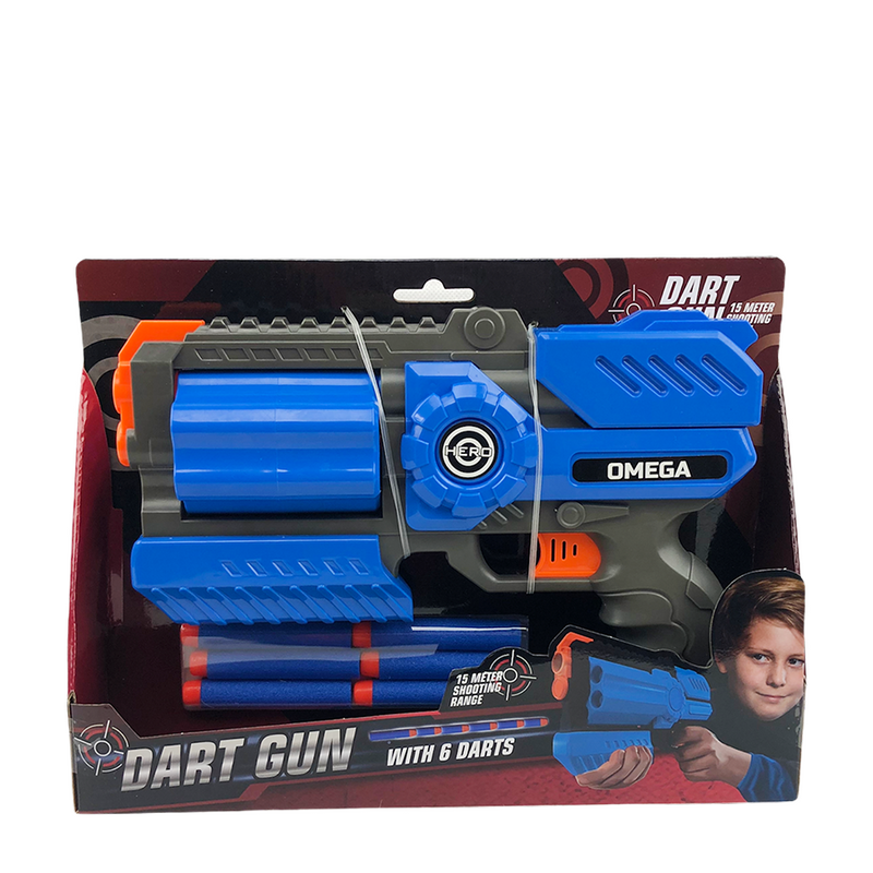Laden Sie das Bild in Galerie -Viewer, Dart gun omega met 6 darts blauw 25cm