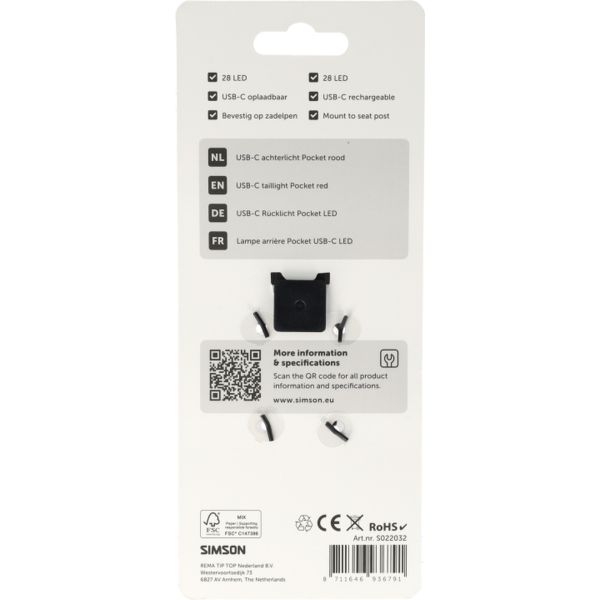 Cargue la imagen en el visor de la galería, Simson usb-c led lamp pocket rood