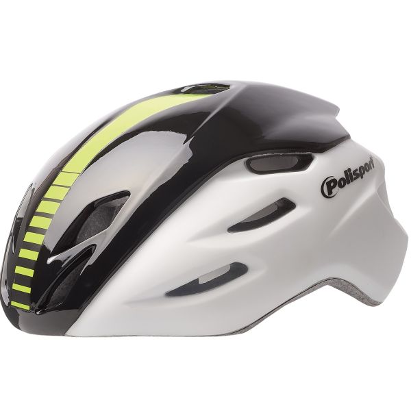 Load image into Gallery viewer, Polisport helm Aero Road mat wit glans zwart geel L 58-61cm