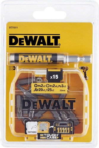 Load image into Gallery viewer, Dewalt accessoires dt71511 | bitset met magnetische schroefgeleider | 15-delig - dt71511