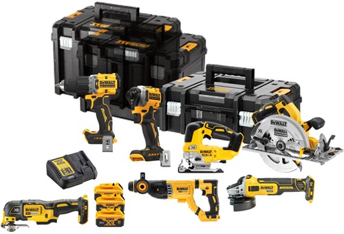 Chargez l'image dans la visionneuse de la galerie, Dewalt dck706p3t | 7-delige combopack | xr 18 volt | 5,0 ah | li-ion | 3 accu's - dck706p3t-qw