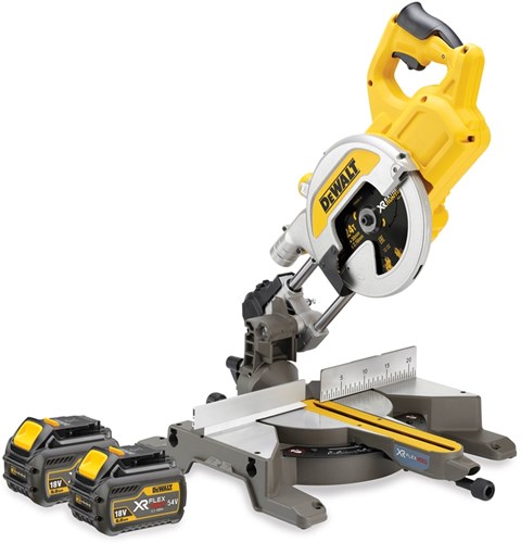 ギャラリービューアに画像をロードする, Dewalt dcs777t2-qw | xr flexvolt accu afkort- en verstekzaag 54v 216mm in doos (2x 6.0ah accu + dcb118 snellader) - dcs777t2-qw