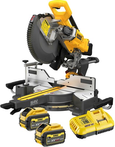 Load image into Gallery viewer, Dewalt dcs781x2-qw 54v xr flexvolt afkort- verstekzaag | 305mm | 2x 9.0ah accu + snellader - dcs781x2-qw
