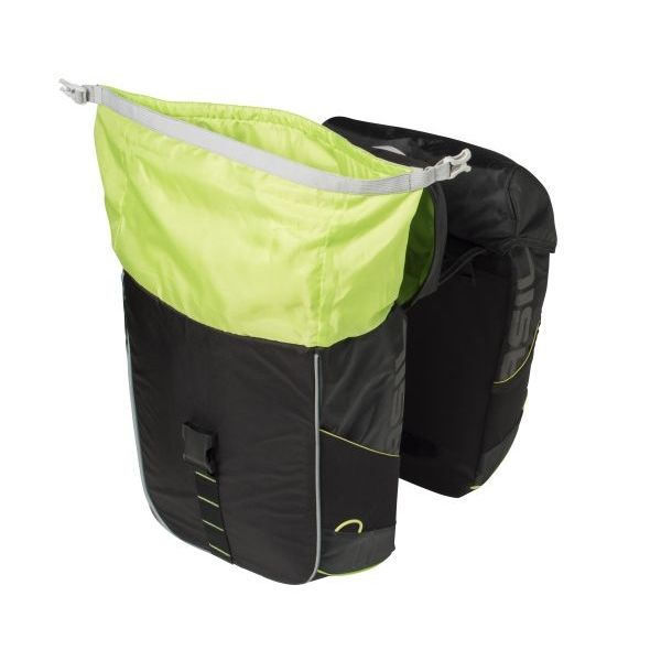 Load image into Gallery viewer, Basil Miles Double Bag - waterdichte dubbele fietstas, unisex, sportief, zwart-limoen