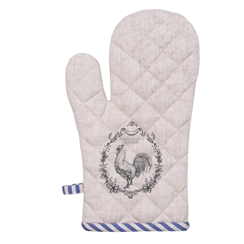 Laden Sie das Bild in Galerie -Viewer, Clayre eef ovenhandschoen haan beige blauw 18x30cm