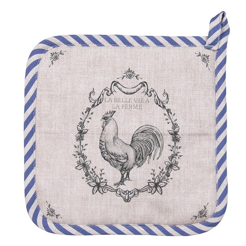 Cargue la imagen en el visor de la galería, Clayre eef pannenlap haan beige blauw 20x20cm