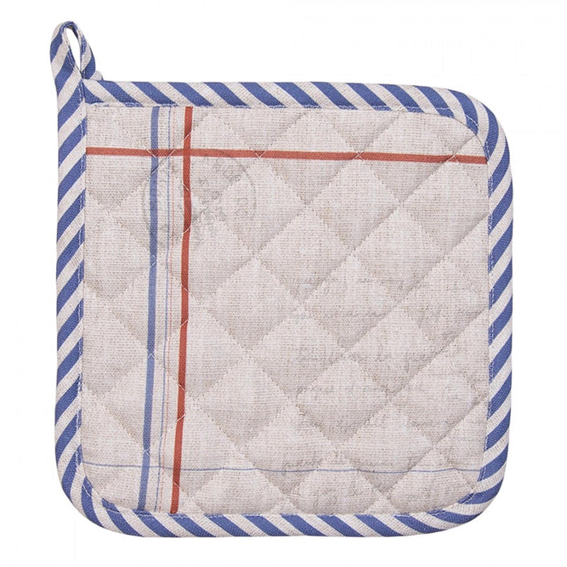 Cargue la imagen en el visor de la galería, Clayre eef pannenlap haan beige blauw 20x20cm