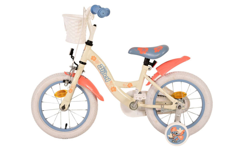Load image into Gallery viewer, Disney Stitch Kinderfiets - Meisjes - 14 inch - Crème Koraal Blauw