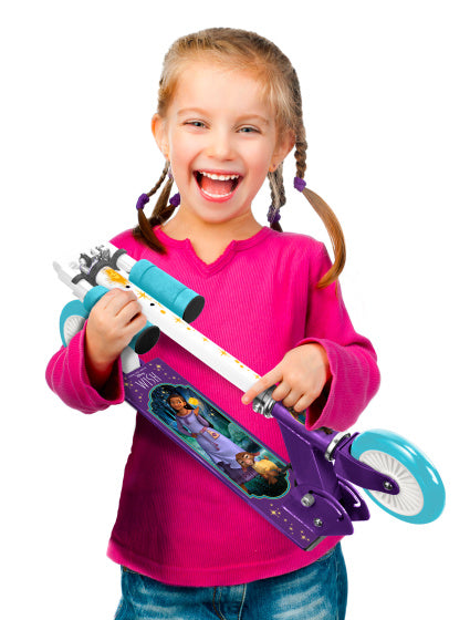 Load image into Gallery viewer, Disney Wish 2-wiel Kinderstep Opvouwbaar Voetrem Paars Blauw