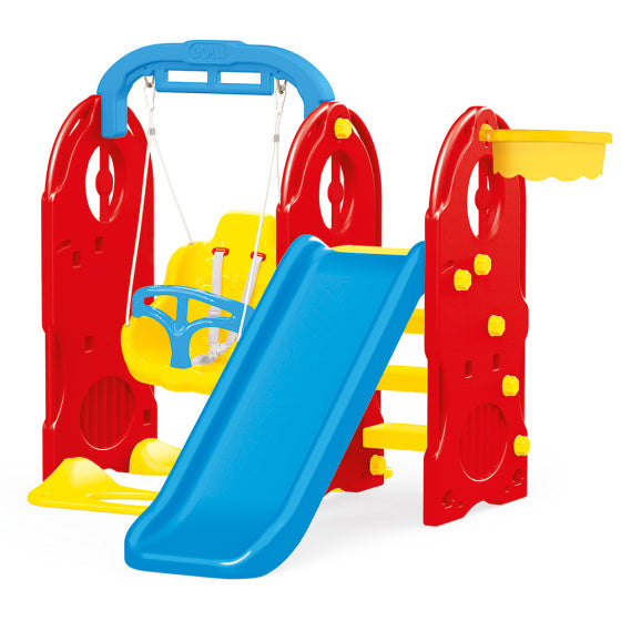 Load image into Gallery viewer, Dolu 4-in-1 Speeltoestel met Glijbaan en Schommel Blauw Rood