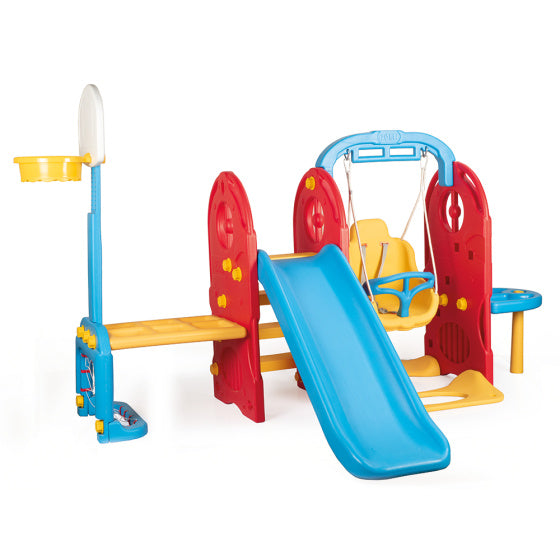 Load image into Gallery viewer, Dolu 7-in-1 Speeltoestel met Glijbaan en Schommel Blauw Rood