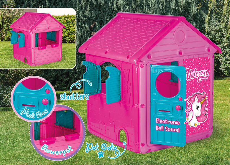 Load image into Gallery viewer, Dolu My 1st Unicorn House Speelhuisje met Deurbel Roze Blauw
