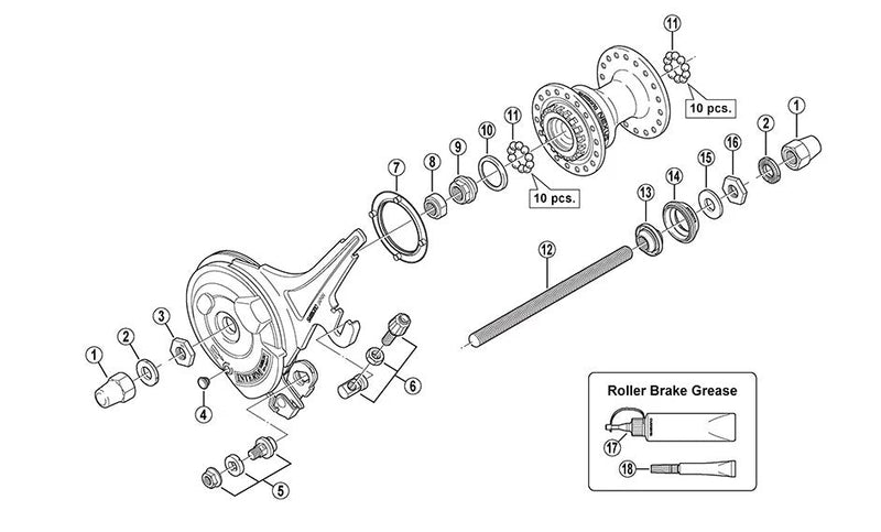 Afbeelding laden in galerijviewer, Shimano v-as conus links naafdyna rollerbrake naaf m9x11,94