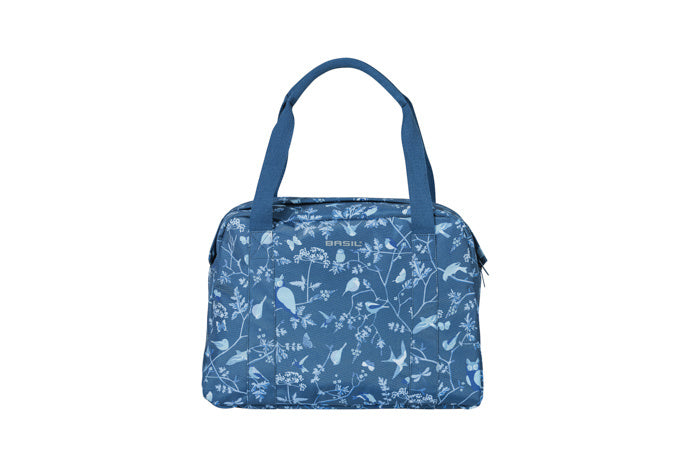 Load image into Gallery viewer, Basil Wanderlust Carry All Bag - blauwe fietshandtas met vogelprint - waterafstotend - 18L