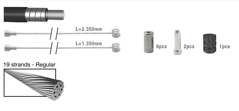 Load image into Gallery viewer, Elvedes Remkabelkit ATB race universeel zilver 2015010