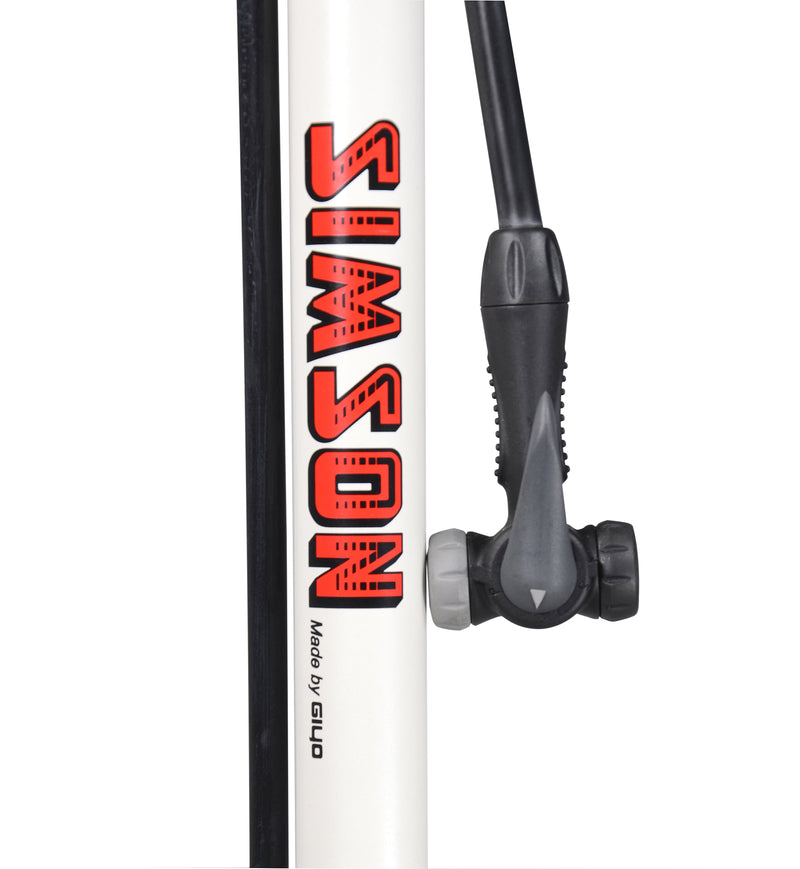 Afbeelding laden in galerijviewer, fietspomp met manometer staal 61 cm wit (020601)