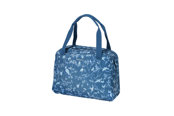 Load image into Gallery viewer, Basil Wanderlust Carry All Bag - blauwe fietshandtas met vogelprint - waterafstotend - 18L