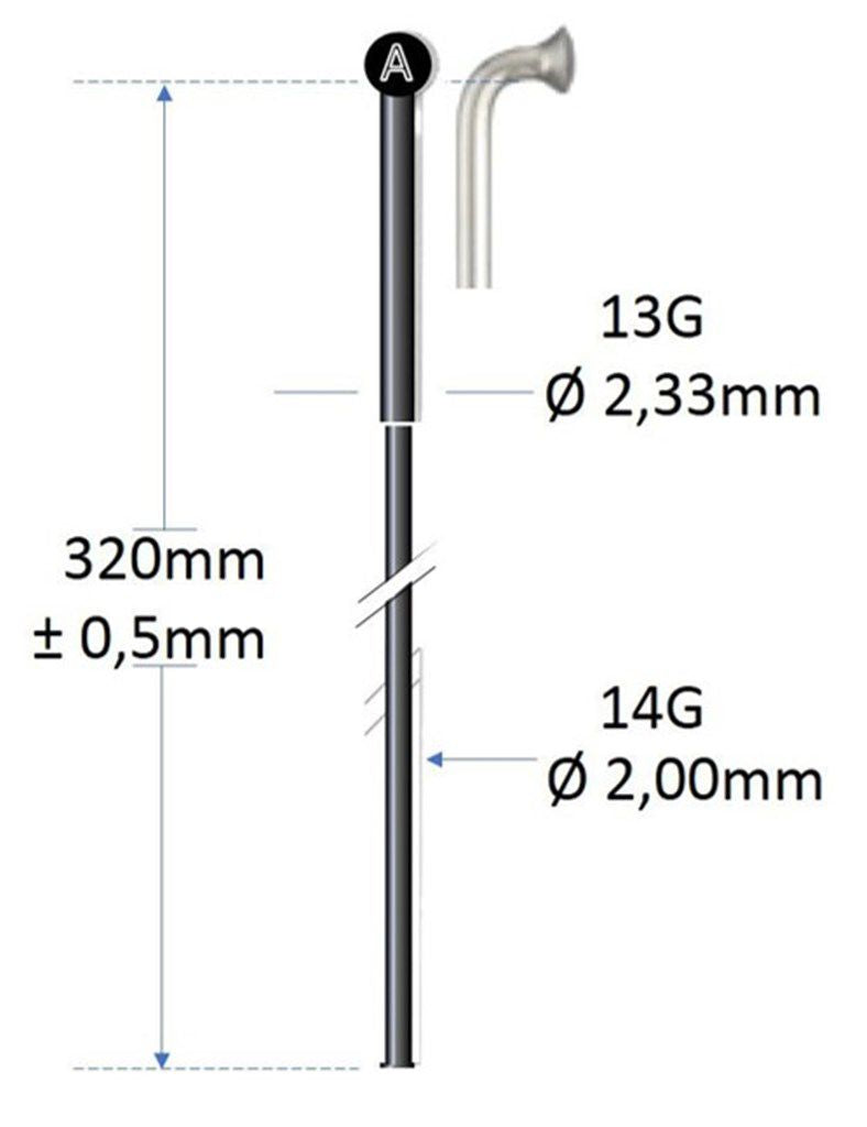 Load image into Gallery viewer, Alpina spaak zwart rvs 13g 320mm ø2.00mm voor spaakmachine p 100