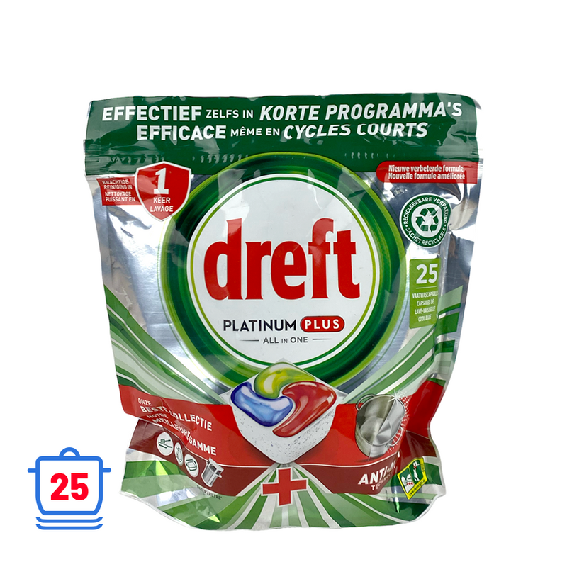 Cargue la imagen en el visor de la galería, Dreft vaatwastabletten platinum plus all in one anti-matt 25 stuks