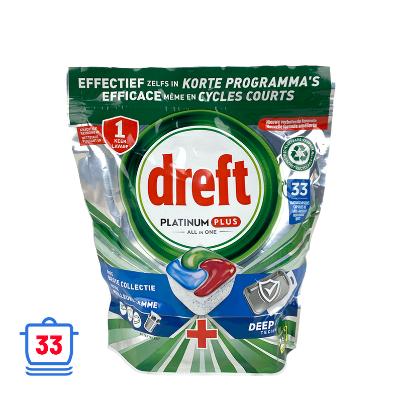 Cargue la imagen en el visor de la galería, Cycplus dreft vaatwastabletten platinum plus all in one deep clean 33 stuks