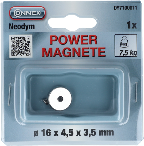 Afbeelding laden in galerijviewer, Connex magneet neodym rond 16x4x3 7.5kg - dy7100011