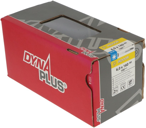 Cargue la imagen en el visor de la galería, Dynaplus constructieschroef verzinkt platkop deeldraad +snijpunt torx tx30 6.0x180 80 | 100 stuks - 0281.01.51301