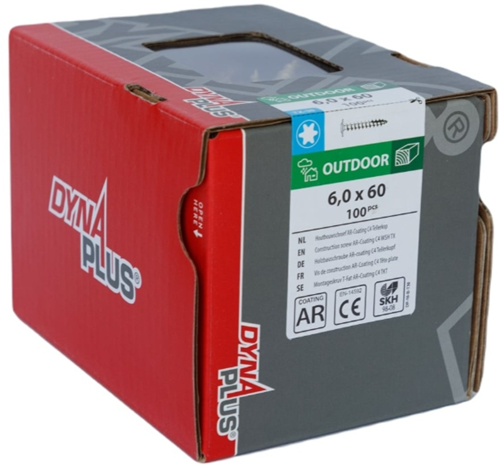 Cargue la imagen en el visor de la galería, Dynaplus houtbouwschroef ar-bronze tellerkop voldraad +snijpunt torx tx30 6.0x60 | 100 stuks - 0286.08.50001