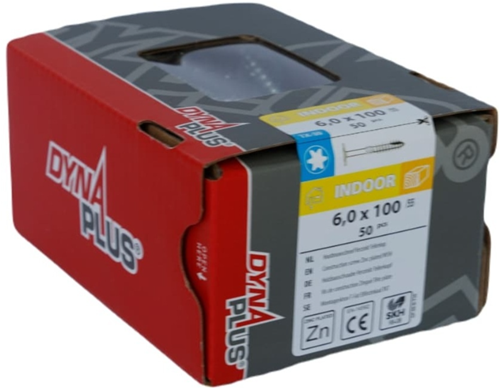 ギャラリービューアに画像をロードする, Dynaplus houtbouwschroef verzinkt tellerkop deeldraad +snijpunt torx tx30 6.0x100 55 | 50 stuks - 0286.01.50601