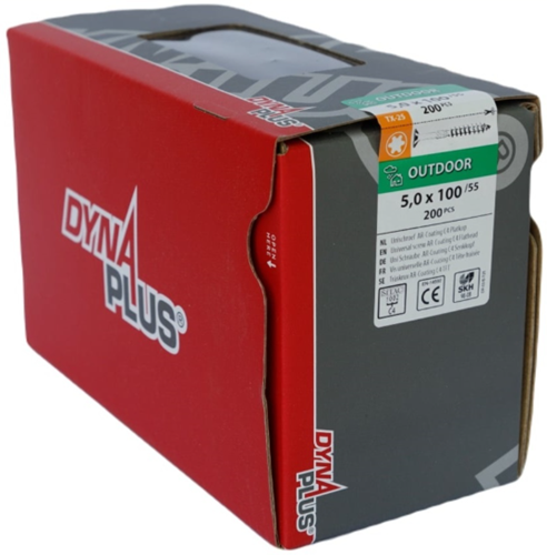 ギャラリービューアに画像をロードする, Dynaplus unischroef spaanplaatschroef ar-coating platkop deeldraad torx tx25 5.0x100 55 | 200 stuks - 0281.08.42601