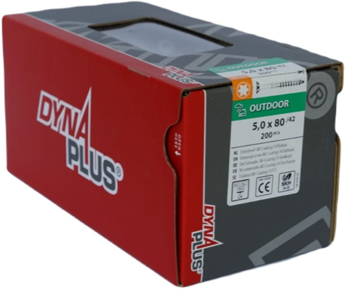 ギャラリービューアに画像をロードする, Dynaplus unischroef spaanplaatschroef ar-coating platkop deeldraad torx tx25 5.0x80 42 | 200 stuks - 0281.08.42401