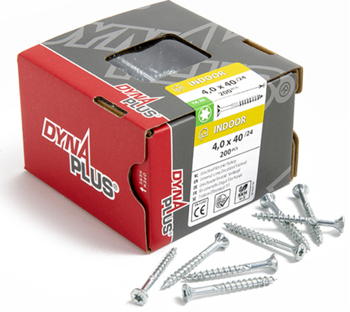 Cargue la imagen en el visor de la galería, Dynaplus unischroef spaanplaatschroef verzinkt platkop deeldraad torx tx20 4.0x40 24 | 200 stuks - 0281.01.25602